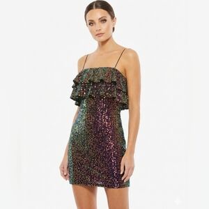 Thirty Thirty  Elegant Sequin Ruffle Dress Size L.